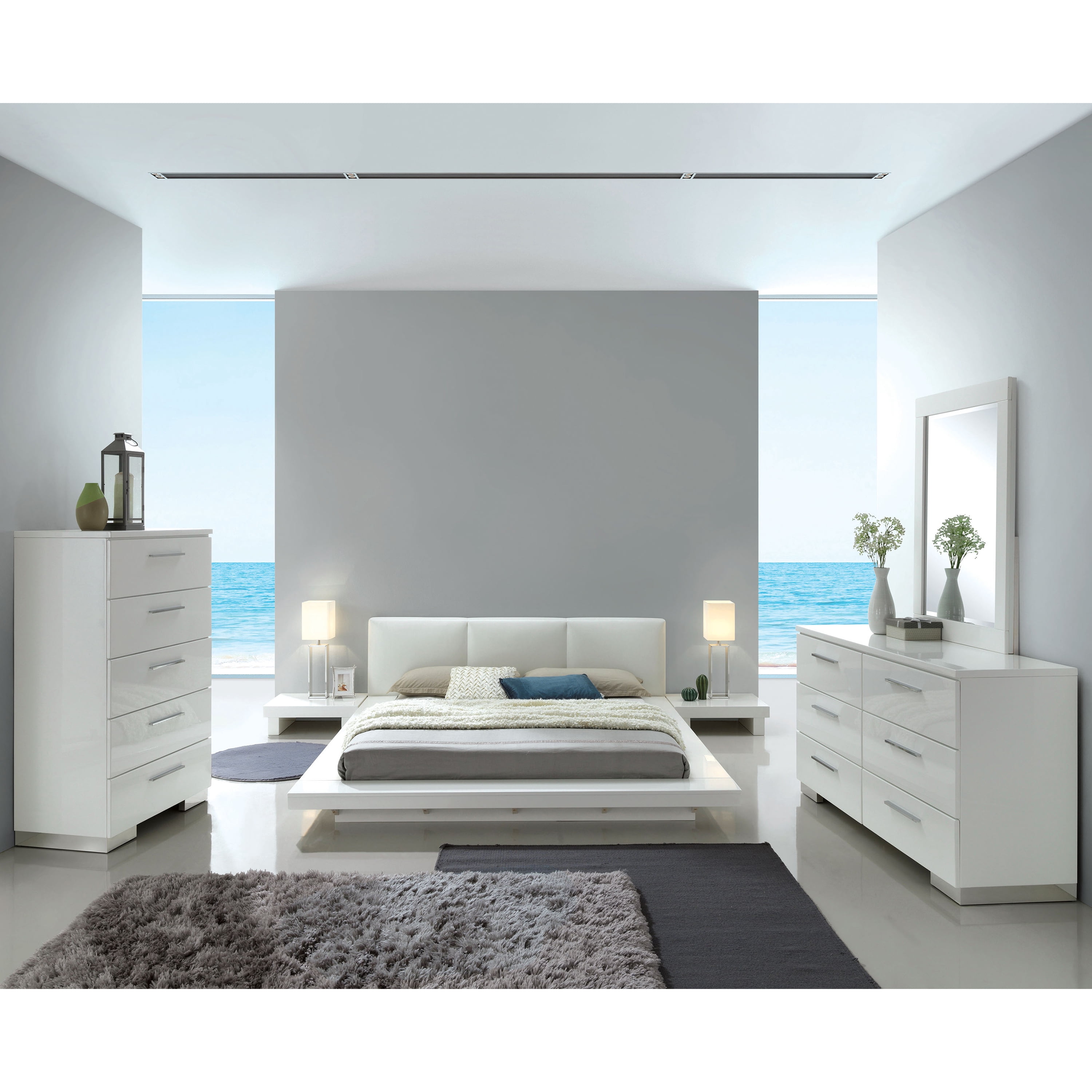 Furniture of America Krister Wood Platform Bed, California King, White
