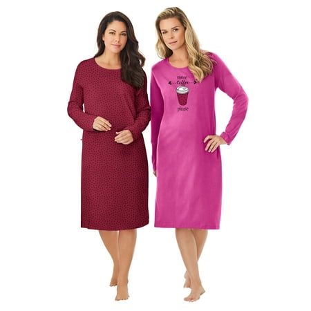 

Dreams & Co. Women s Plus Size 2-Pack Long-Sleeve Sleepshirts Nightgown