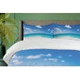 thumbnail image 4 of Ambesonne Ocean Duvet Cover Set, Barbados Coastline Summer, Queen, Blue Aqua Coconut, 4 of 6