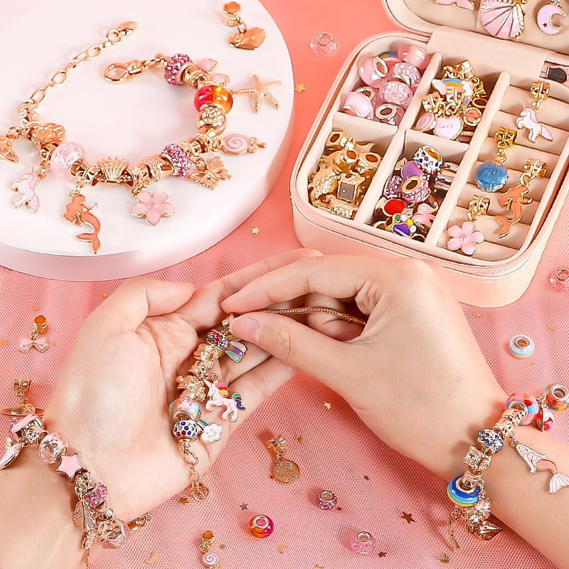 Handmade Bead DIY Kit for Kids - Girls Bracelet Making Set, Birthday Gift Jewelry Craft for Children