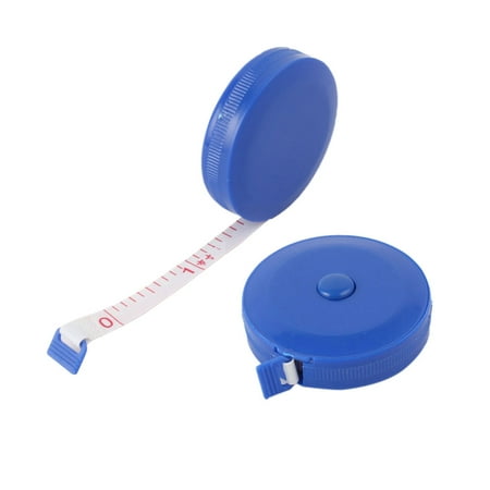 Blue Plastic Tape - Plastic Shell Press Button Retractable Tape Measures Tool Blue 150cm Length 2pcs