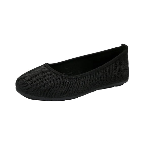 Xfvqtps Womens Mesh Ballet Flats Knit Slip on Ballerina Flats Hollowed out Comfortable Casual Work Dress Shoes Black