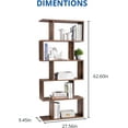 thumbnail image 6 of Cozy Castle Geometric Bookshelf Set of 2, 62" Tall Bookcase with 5-Tier Display Shelf, Rustic Brown, 6 of 7