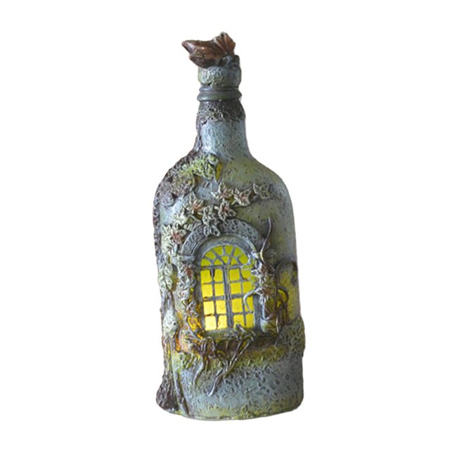 Bottle Figurine with Light Resin Crafts Fairy Garden Decor for Patio Sharpla Figura de botella de vino