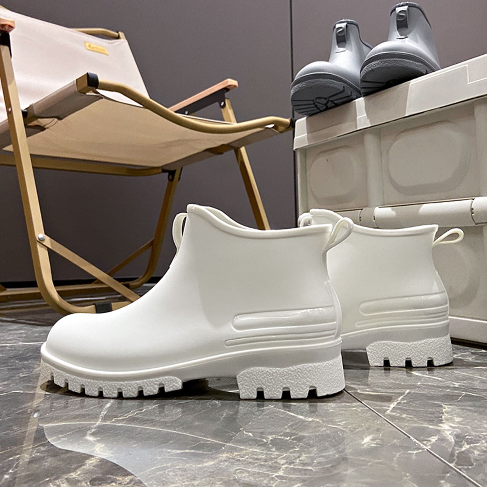 IUJSOY Short Rain Boots Women Fashion Waterproof Chelsea Boots for Women Outdoor Mud Garden Shoes