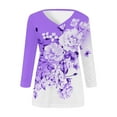 thumbnail image 5 of Purple Womens Tops Womens Fashion T Shirts 2025 Short Sleeve Casual V Neck Summer Tops Cute Loose Fit Blouses Graphic Tees Shirts for Women, 5 of 5