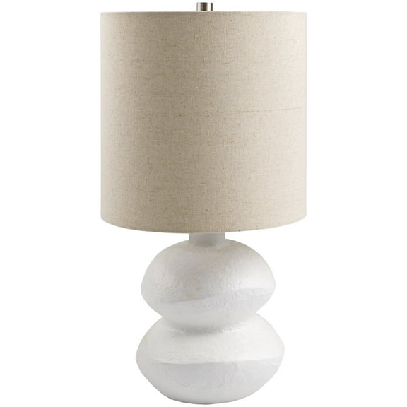 Livabliss Mauna Rustic Accent Table Lamp, 20-inch, White with Wheat Shade