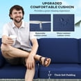 thumbnail image 3 of Dark Blue 3-Seater PE Rattan Patio Sofa with Cushions - Outdoor Conversation Set for Garden, Deck, Poolside & Balcony - Durable Steel Frame Design, 3 of 7