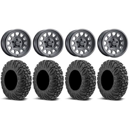 Method 414 15 Wheels Bk +13mm 34 MotoVator Tires Polaris RZR Turbo R & Pro R Ranger 1500 Xpedition