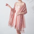 thumbnail image 4 of SWSMCLT Women's Formal Pashmina Shawl Wedding Shawl Convertible Fringe Fall Lace Trim Pashmina Scarf Dark Pink One Size, 4 of 5