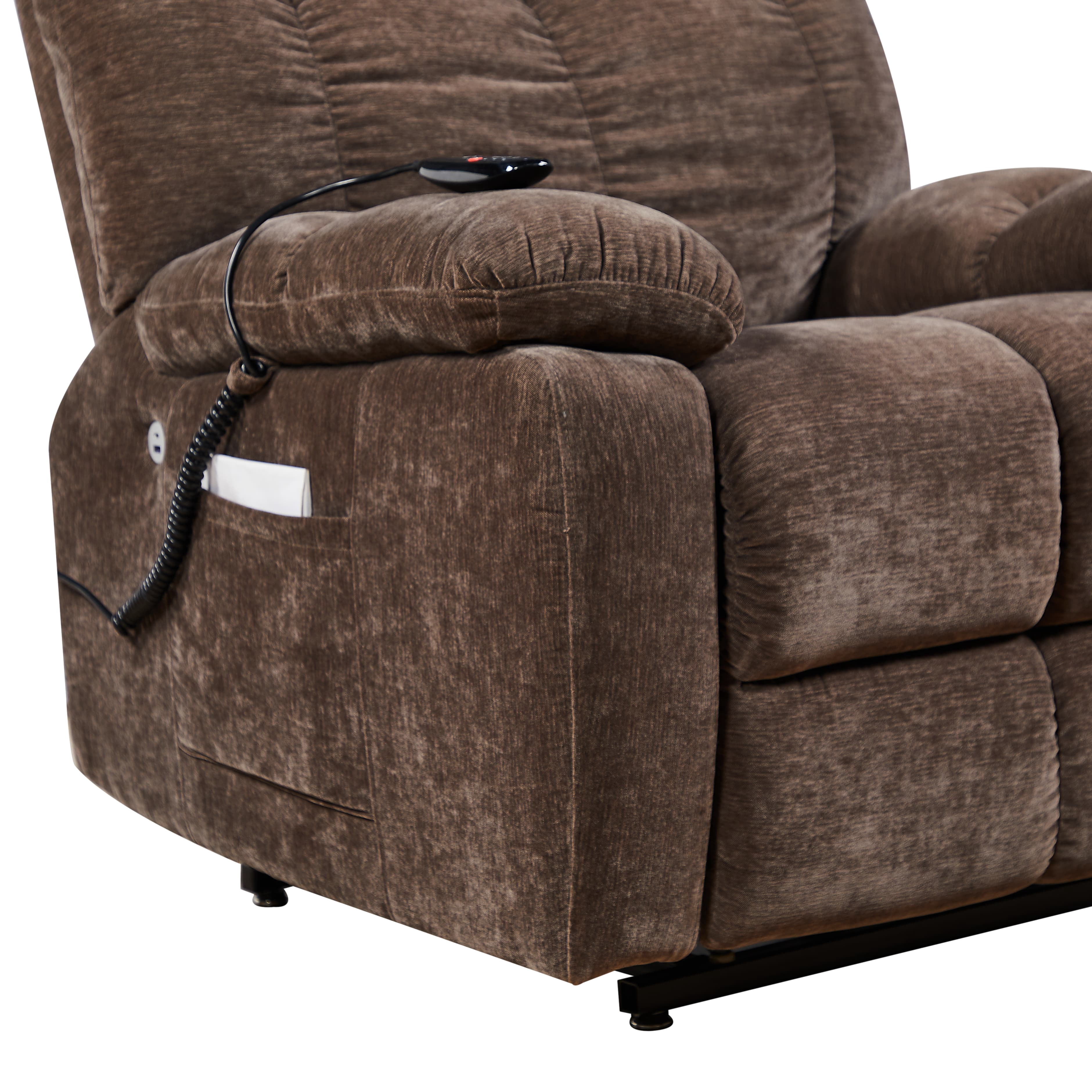 MAYEERTY Electric Power Lift Recliner Chair with Airbag Massage & Heat for Elderly, 3 Positions, Side Pockets, Cup Holders, USB Ports
