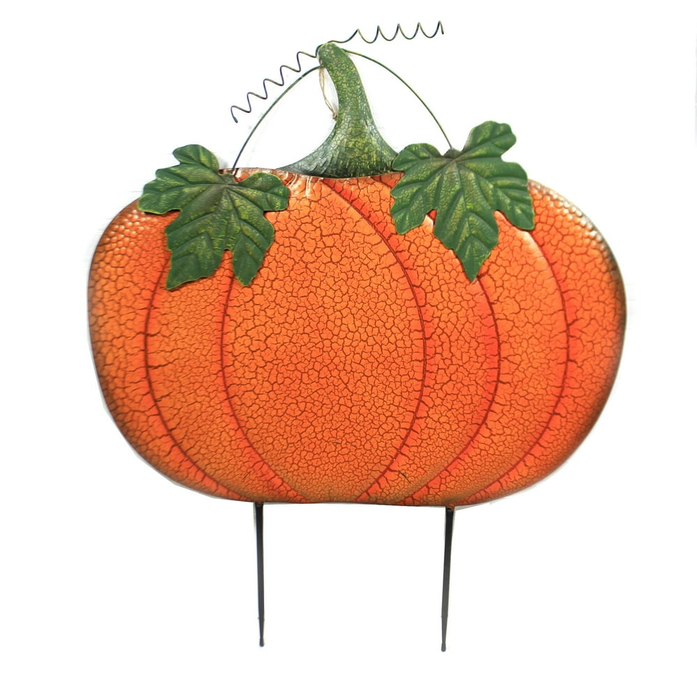 Home & Garden Large Pumpkin Stake Metal Crow Happy Harvest