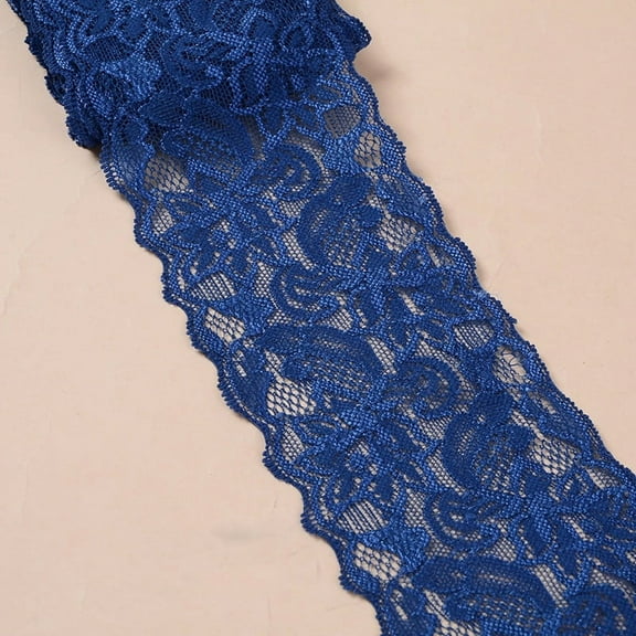 Elastic Lace Trim Lace Ribbon For Sewing Decoration Prussian Blue 80mm