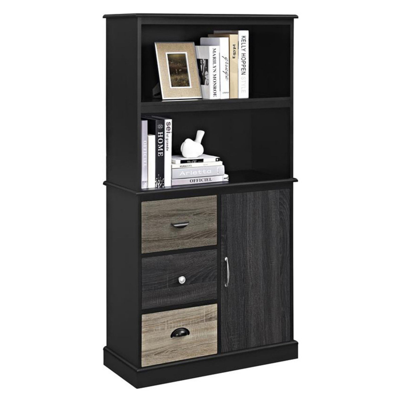 Ameriwood Home Mercer Storage Bookcase with Multicolored Door Drawers