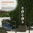 thumbnail image 4 of Alpine Corporation CPS194 Outdoor 55" Modern Stainless Steel Geometric Orbs Water Fountain, Soothing Water Feature for Patios, Gardens, and Outdoor Décor, Brown, 4 of 13