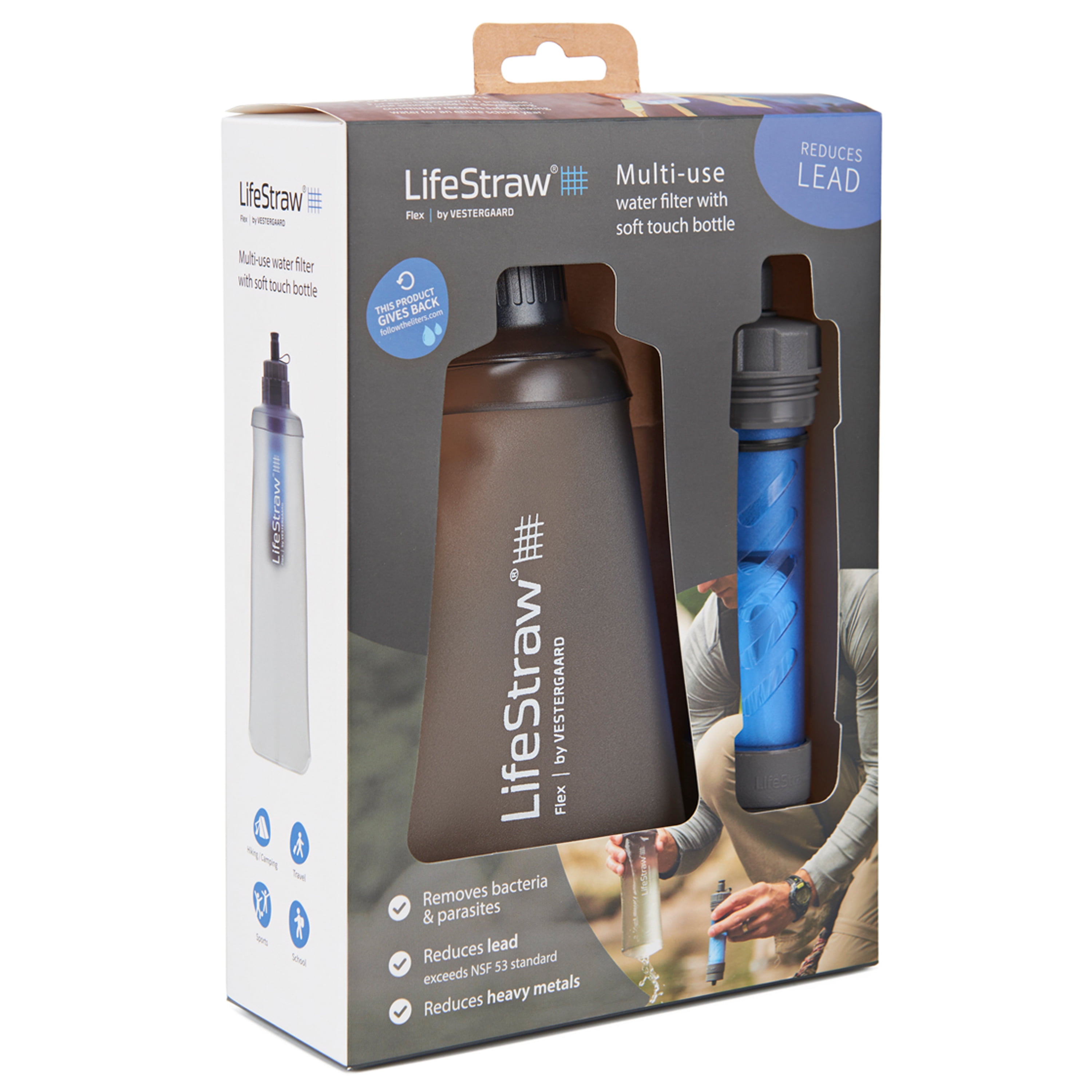 LifeStraw Peak Series Collapsible Squeeze 650ml Water Bottle + Filter -  Hike & Camp