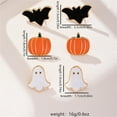 thumbnail image 6 of 3 Pairs Lovely Halloween Statement Stud Earrings Set for Women Gold-Toned Cartoon Ghost Pumpkin Bat Studs Earring Cute Funny Animal Vegetable Fall Holiday Jewelry for Sister Daughter, 6 of 6