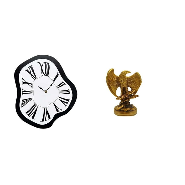 Reloj de pared,Reloj de pared interior nórdico con números romanos,Relojes distorsionados Reloj electrónico de lujo moderno,Escultura,Estatua de resina,figura decorativa para el hogar