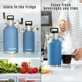 thumbnail image 5 of Razorri 64oz Stainless Steel Beer Growler, Double-Wall Vacuum Insulated Carbonated Keg with Professional Bar Tap and Pressurized CO2 Regulator, 0.5 Gallon, Ocean Blue, 5 of 7