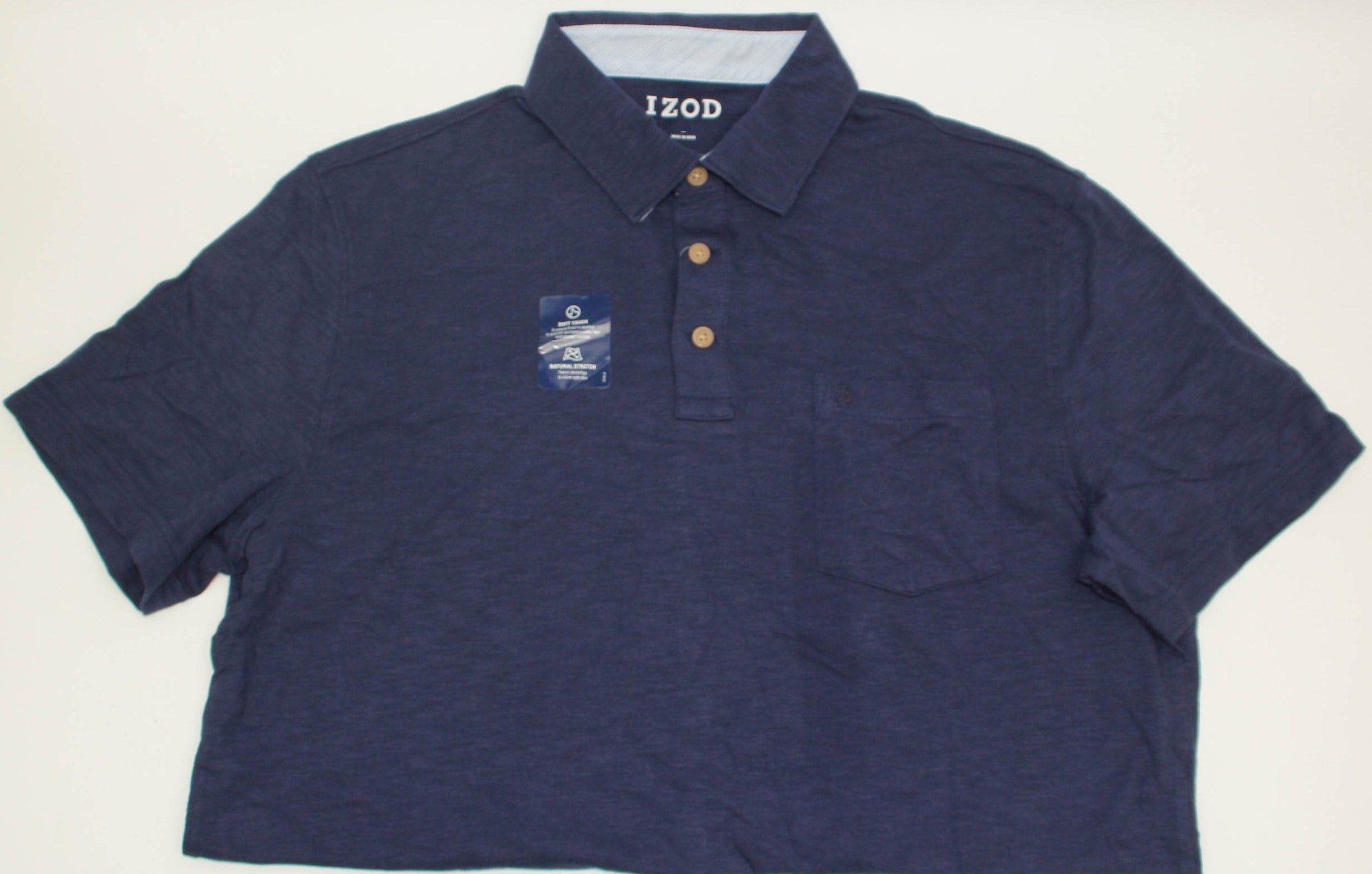 IZOD Men’s Short Sleeve Soft Touch Cotton Polo Shirt, Navy Medium NEW