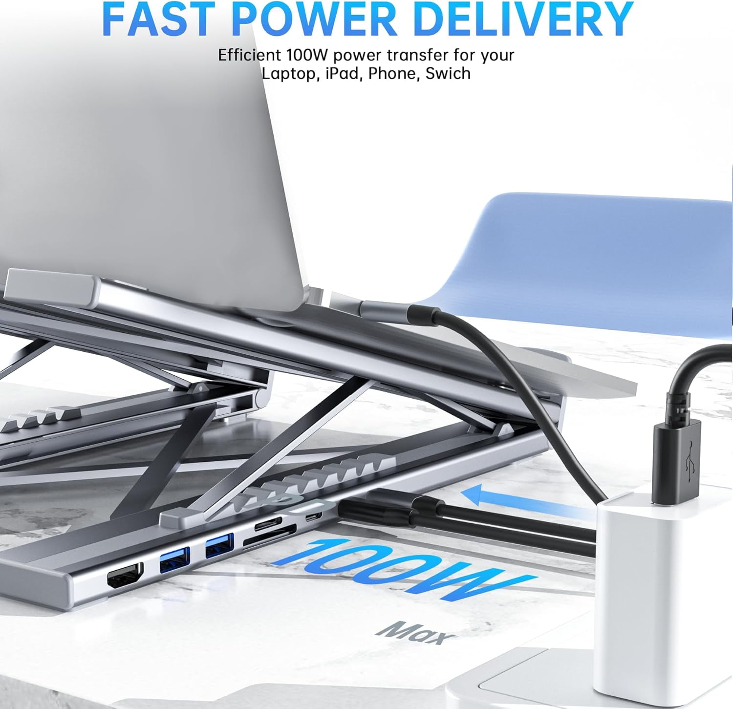 Betrusami 8-in-1 USB-C Hub Portable Laptop Stand USB-C 8-Ports Docking Station for MacBook Pro/Air & Dell