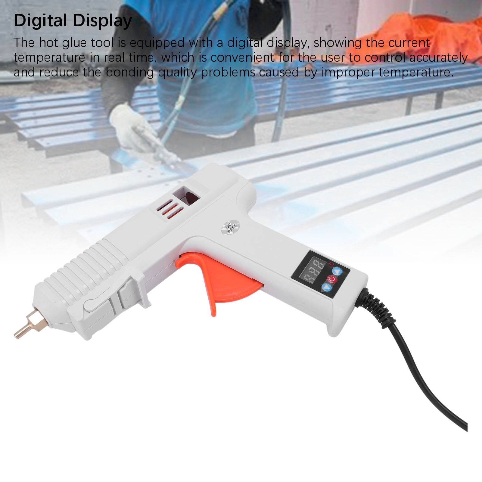 Nieyigj Hot Melt Glue Device 120W High Temperature Tool Adjustable Digital Display Smart Heater for DIY Crafts Quick Repairs Home Projects US Plug Black