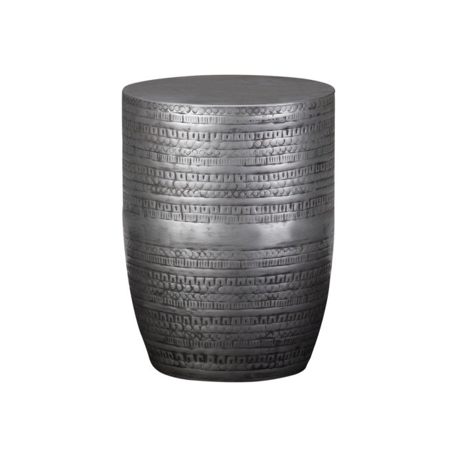 SIMPLIHOME Johnsen Contemporary 15 inch Wide Metal Large Accent Side Table in Antique Silver, Fully Assembled, End, Bedside Table and Nightstand, for the Living Room and Bedroom