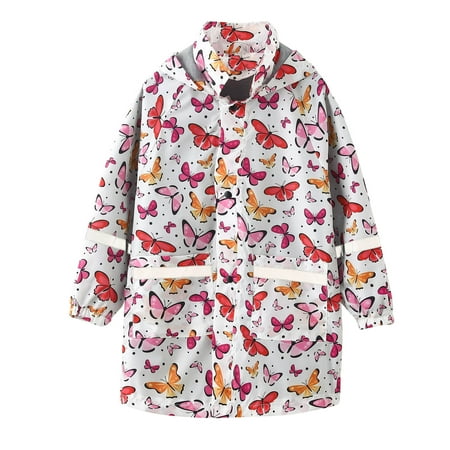 

Girls Hooded Raincoat Cartoon Print Rain Dungarees Waterproof Windproof Outwear Raincoat 211Y Trench Coat Hoodies Clothes Windbreaker Toddler Girl