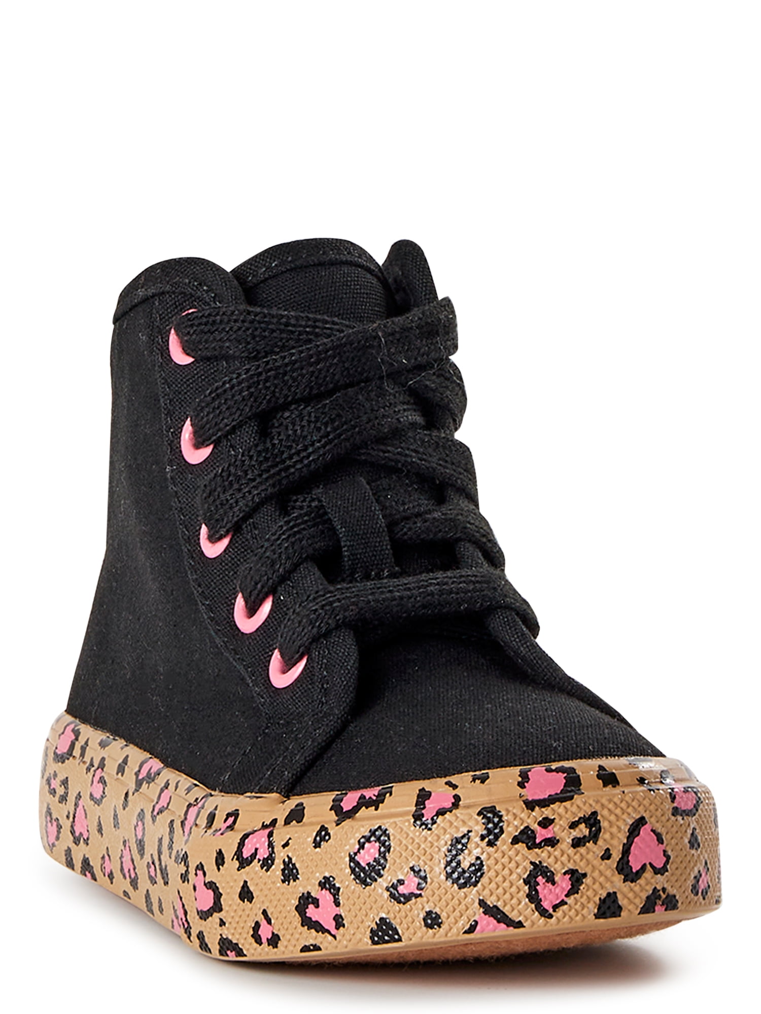 Wonder Nation Toddler Girl Casual Black Leopard High Top Sneaker, Sizes