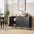 thumbnail image 2 of HOMCOM Buffet, Armoire Buffet Cannelée avec Tablettes Ajustables, Noir, 2 of 10