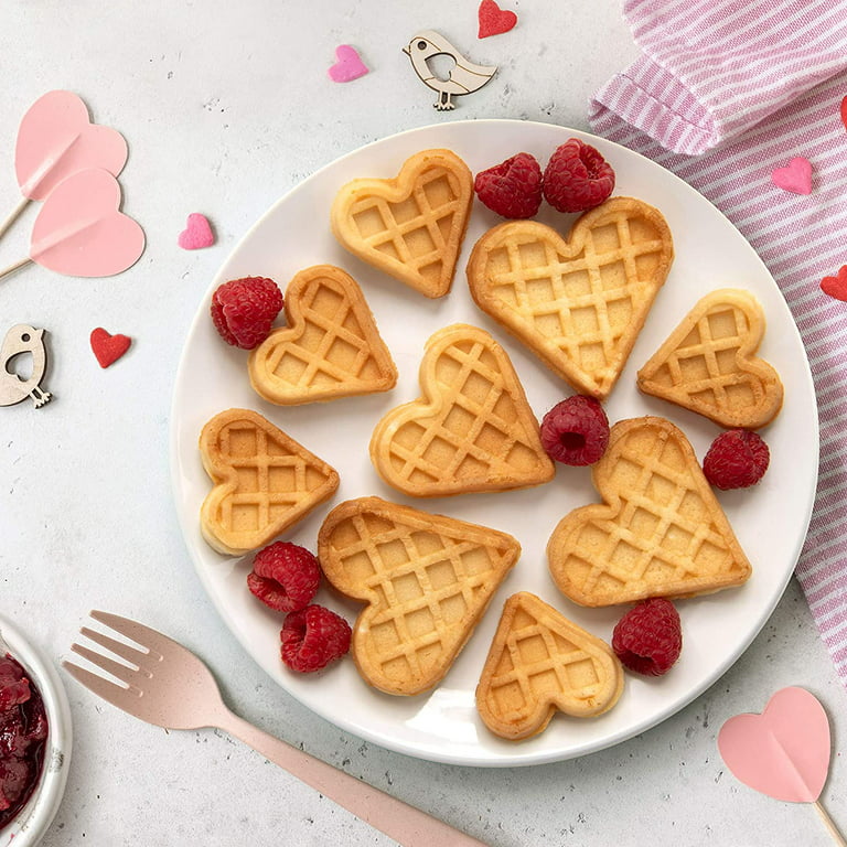 Emoji Mini Waffle Maker - Make Breakfast Special for Kids with Cute Heart Eyes Smiley Face Design, 4 inch Waffler Iron, Electric Non Stick Breakfast