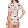 thumbnail image 4 of Daiia Cute Panda print Women's Crew Neck Short Sleeve Bodysuit Fashion Tops Fit Casual Basic Extender Bodysuit-XX-Large, 4 of 9