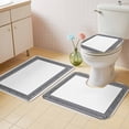 thumbnail image 2 of White Greek Key Bath Mat 3 Piece Bathroom Rug Set, Geometric Greece Ancient Farmhouse Geo Non Slip Bath Rug Contour Mat and Toilet Lid Cover, Absorbent Shower Mats Soft Bath Rugs and Mats Sets, 2 of 8