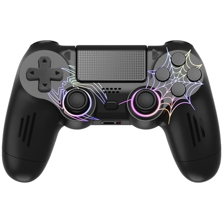 Game Controller with Light, Wireless Gaming Controller Work for P-4/Slim/Pro & PC with Dual Vibration/3.5mm Audio Jack/6-Axis Gyro/Touch Pad
