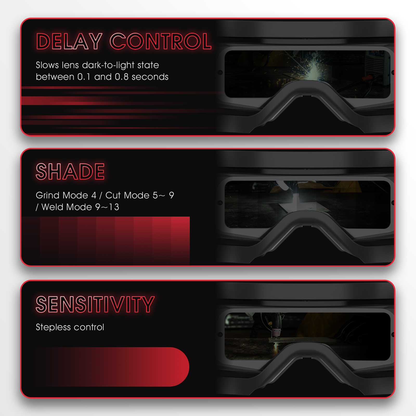 Auto-Darkening Welding Goggles - Adjustable Shade 4/5-13 for TIG/MIG/ARC Welding & Grinding (Checkerboard Design)