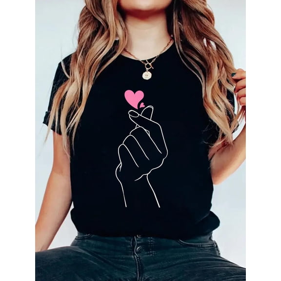 100% Cotton Love K-Pop T-Shirt Women's Graphic Tee Casual Tops