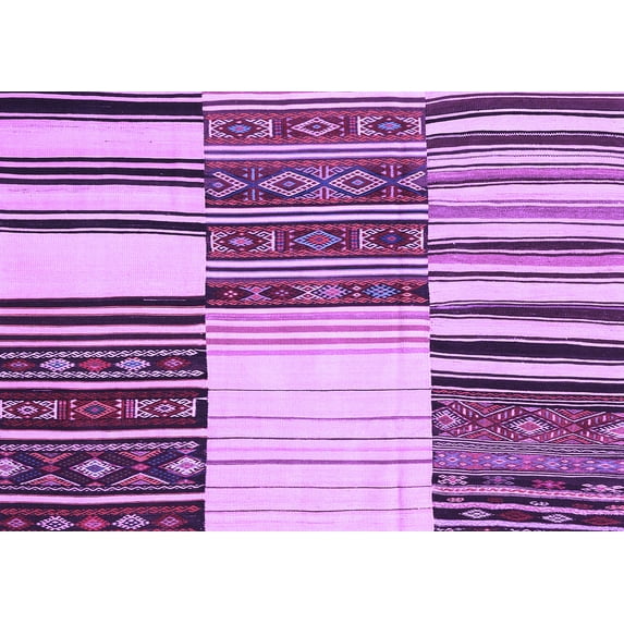 Ahgly Company Indoor Rectangle Patchwork Purple Transitional Area Rugs, 3' x 5'