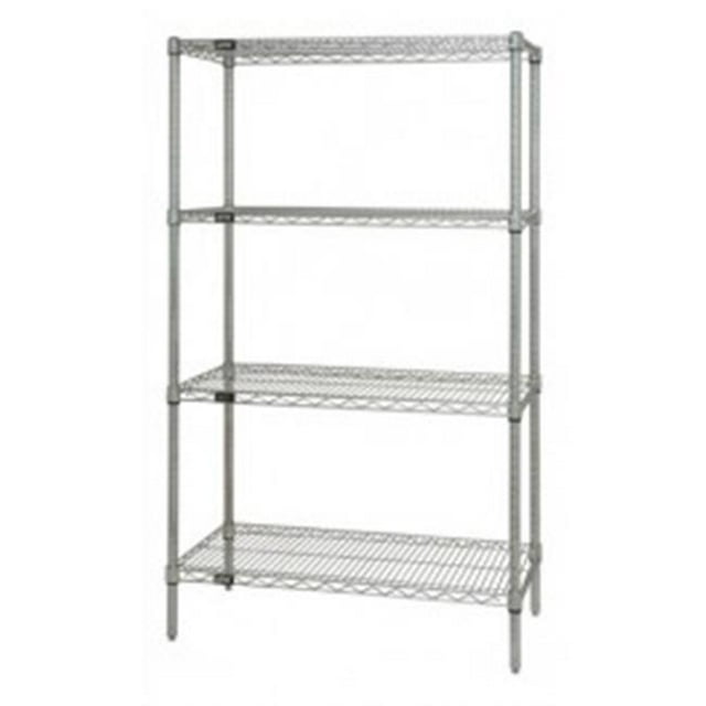 Quantum Storage WR86-2142S Stainless Steel Wire Shelving 4 Shelf Unit - 21 x 42 x 86 in.