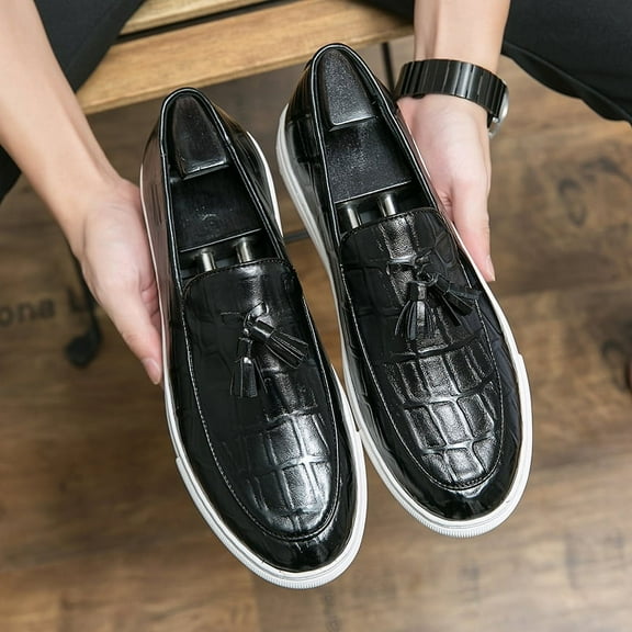 Big Size Men's Casual Loafers Slip On Leather Shoes Male Fashion Derby Dress Shoes Driving Shoes Moccasins Classic Penny Loafer Flats