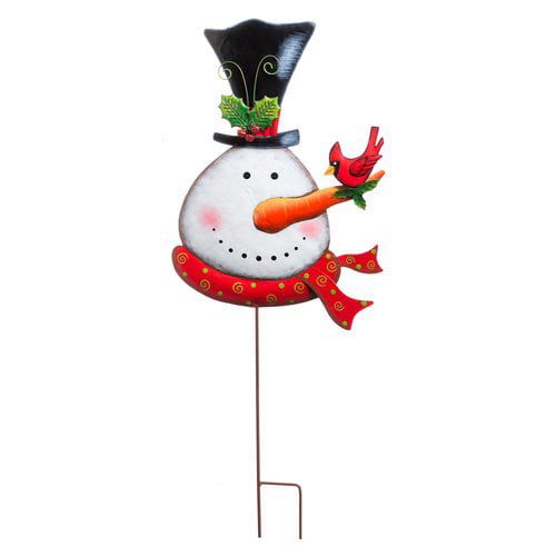 Evergreen Enterprises, Inc Snowman Christmas Cardinal Garden Stake ...