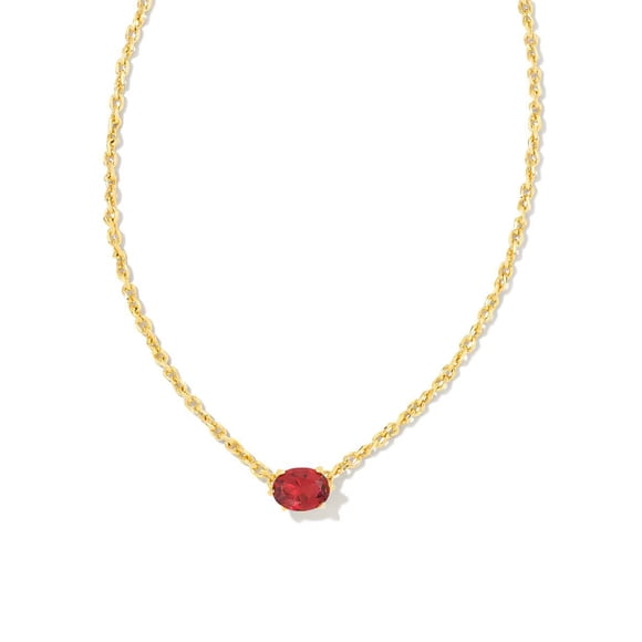Kendra Scott Elaina Gold Pendant Necklace, 14k Gold-Plated with Red Cubic Zirconia, Adjustable Chain, Hypoallergenic Jewelry for Women