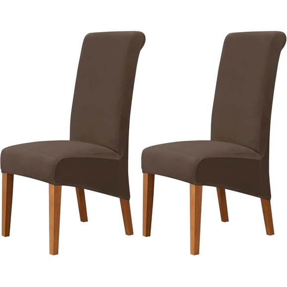 Dining Chair Cover Set of 6 Pack Stretch Special XL Size High Back Armless Chair Slipcovers Large Removable Dining Room Chair Protector Home Wedding Party Banquet Hotel Decoration (Beige)