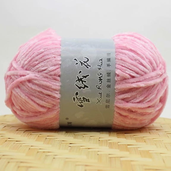Last Chance 1X Ball Of Yarn,Edelweiss Gold Velvet Chenille Medium Thick Wool Yarn 03 Light Pink,Gold Velvet Chenille Medium Thick Wool Thread Diy Crochet Sweater Scarf Line