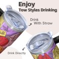 thumbnail image 4 of Rose 20oz Stainless Steel Tumbler with Handle and Straw – Insulated Travel Cup with Sliding Lid, 360° Full Wrap Printed Mug for Home, Outdoor & Sports Use, Flower, 4 of 6
