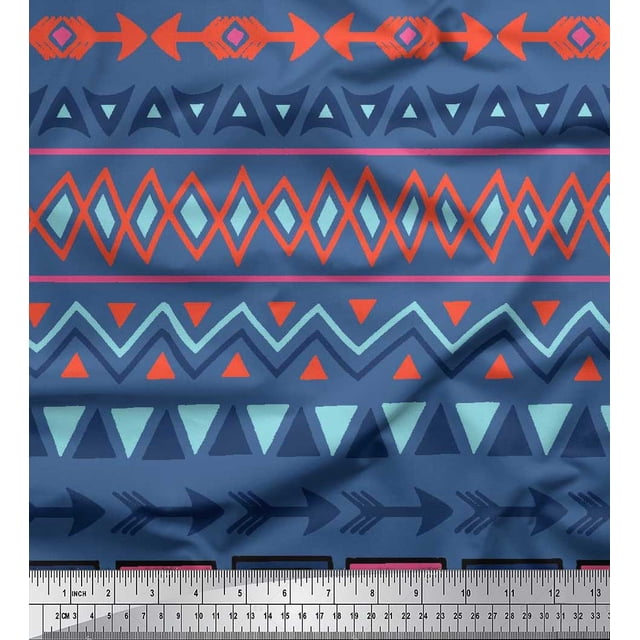 Soimoi Crepe Silk Fabric Geometric African Fabric Prints By Yard 42 Inch Wide