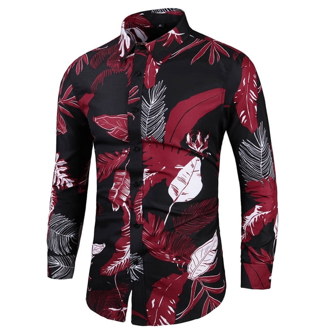 CEHVOM Chemise Imprimée pour Homme Chemise Tempérament Coupe Ajustée Décontractée Col à Revers Florale Chemise à Manches Longues Version Coréenne pour Homme Grande Taille Vente
