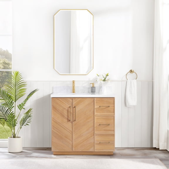 Karachi 36" Single Bath Vanity in Acacia Classic Gray with Composite Stone Top