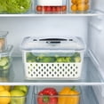 thumbnail image 4 of Refrigerator Draining Fresh Keeping Container Freezer Safe Food Storage Box Double Layer Drain Tray for Kitchen Vegetable Fruit Meat Organization, 4 of 7