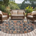 thumbnail image 4 of Blue Large Round Rug 8 FT, Non Slip Living Room Area Carpet, Ethnic Modern Geometric Abstract Art Washable Soft Circle Rug Non-Shedding Floor Carpet for Bedroom Office Dining Room, 4 of 9