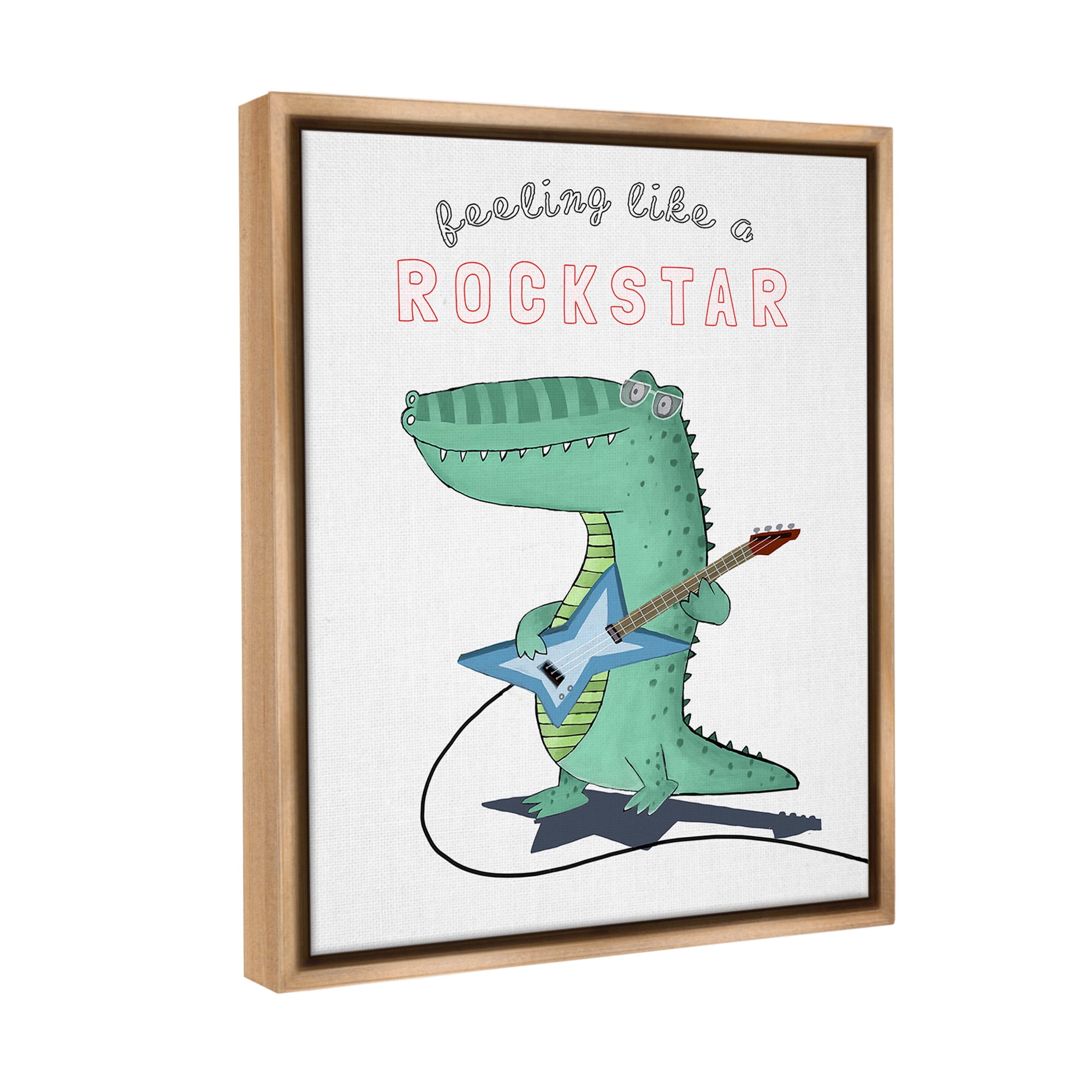 Stupell Industries Like a Rockstar Alligator Animals & Insects Painting Brown Floater Framed Canvas Art Print Wall Art, 25 x 31